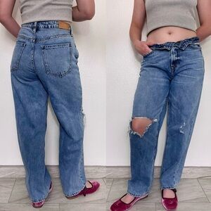 Dear John | Medium Wash High Rise Straight Leg Distressed Jeans